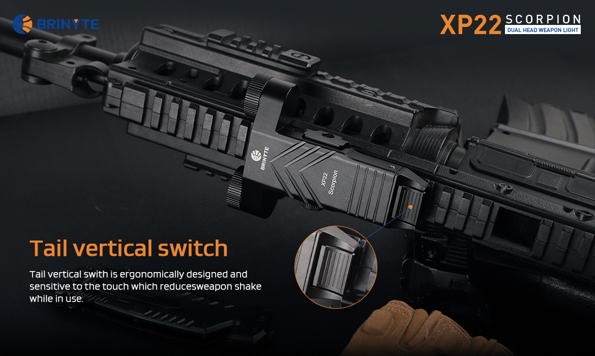 Brinyte XP22 Dual Head Gun Light Tail Vertical Switch