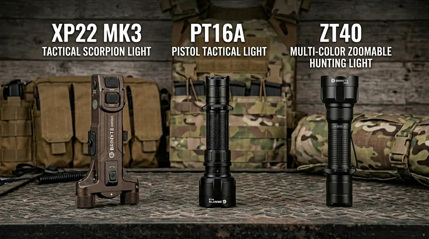 Brinyte PT16A tactical handheld flashlight with dual tail switches