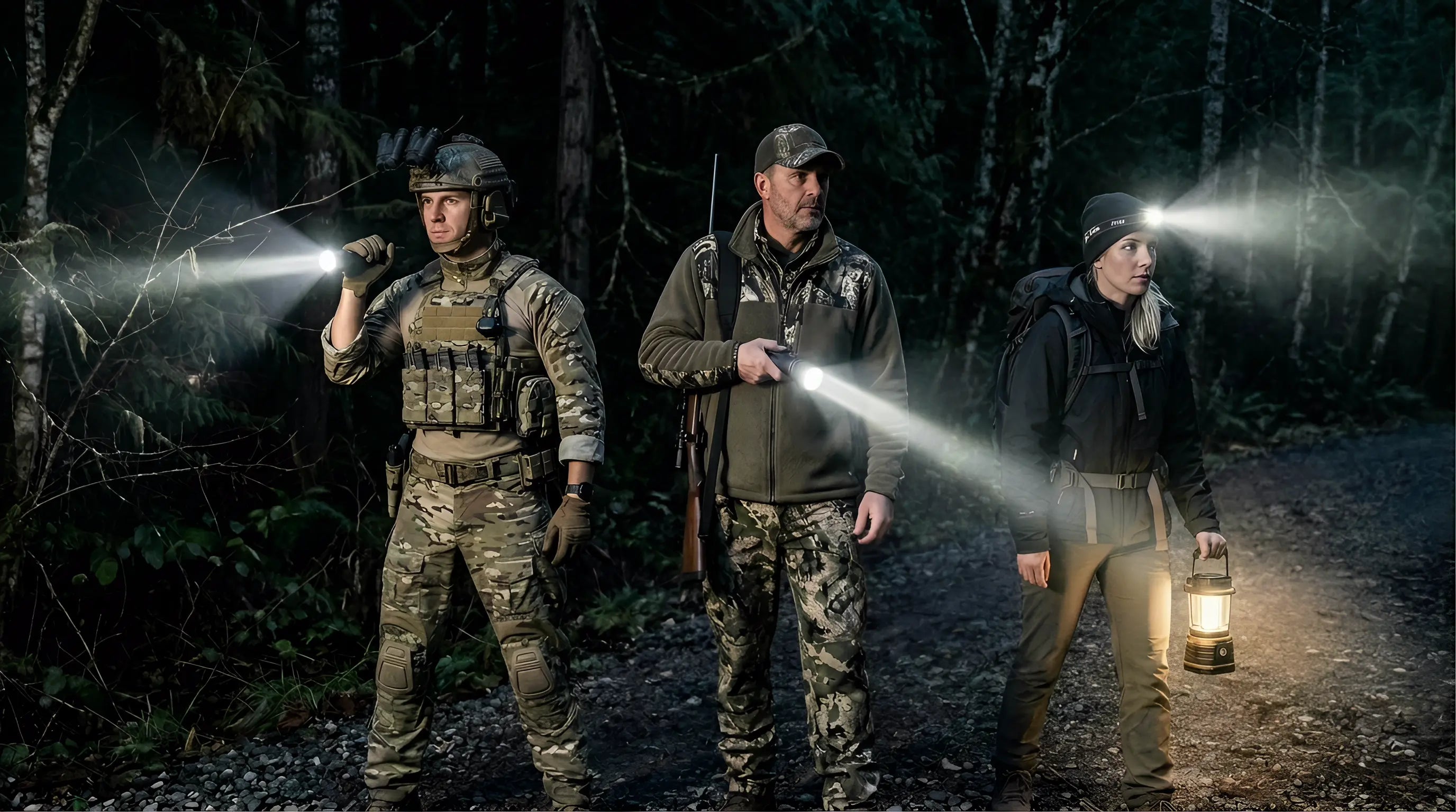 Brinyte tactical flashlight lineup featuring XP22 MK3 weapon light and PT16A handheld
