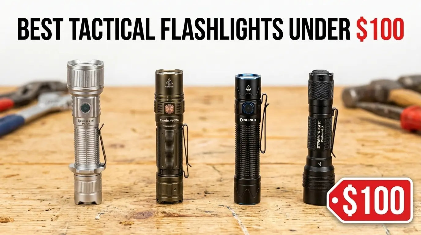 Best tactical flashlights under $100 comparison 2026 — PT16A vs Fenix PD36R V2.0 vs Olight vs Streamlight