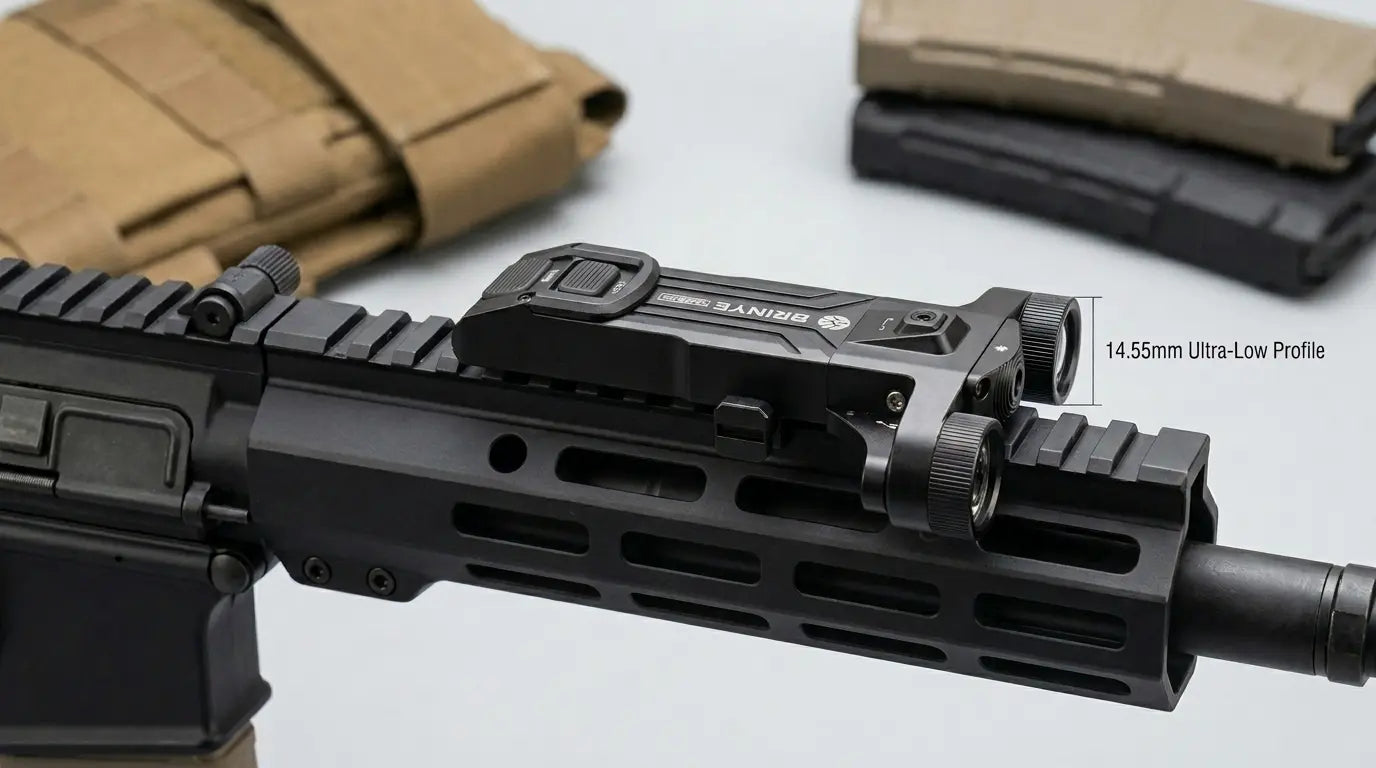 Brinyte XP22 MK3 Scorpion rail-mounted weapon light with green laser on AR-15